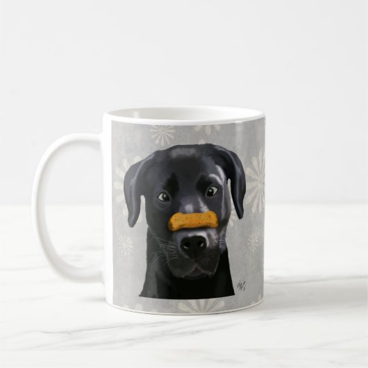 Schwarzes Labrador mit Knochen an der Nase 2 Kaffeetasse (Links)