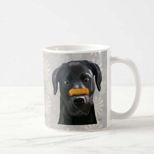 Schwarzes Labrador mit Knochen an der Nase 2 Kaffeetasse (Rechts)
