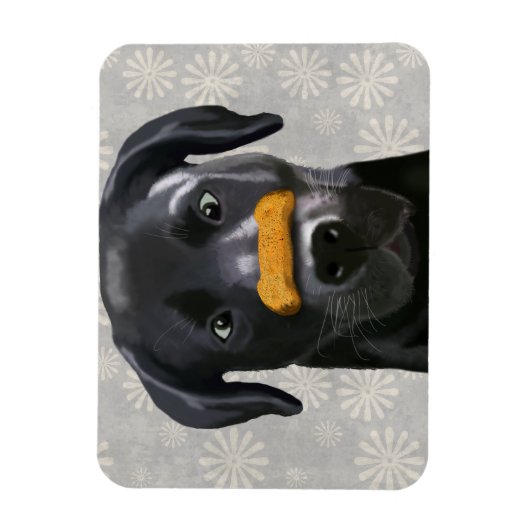 Schwarzes Labrador mit Knochen an der Nase 2 Magnet (Vertikal)