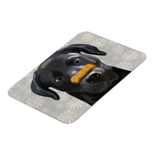 Schwarzes Labrador mit Knochen an der Nase 2 Magnet (Linke Seite)