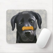 Schwarzes Labrador mit Knochen an der Nase 2 Mousepad (Mit Mouse)