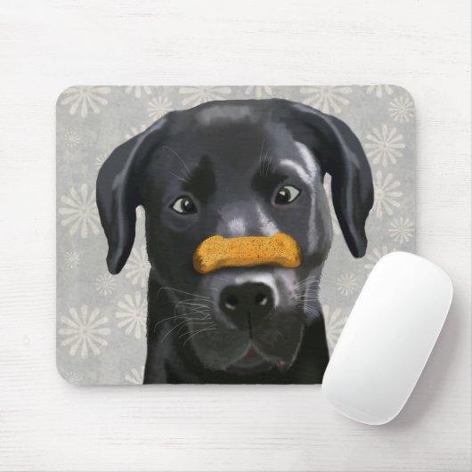 Schwarzes Labrador mit Knochen an der Nase 2 Mousepad (Mit Mouse)