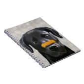 Schwarzes Labrador mit Knochen an der Nase 2 Notizblock (Rechte Seite)