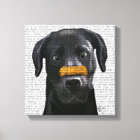 Schwarzes Labrador mit Knochen auf der Nase
