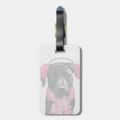 Schwarzes Labrador mit Ohrmuscheln Gepäckanhänger (Rückseite vertikal)