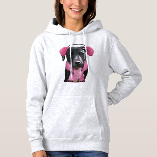 Schwarzes Labrador mit Ohrmuscheln Hoodie (Vorderseite)