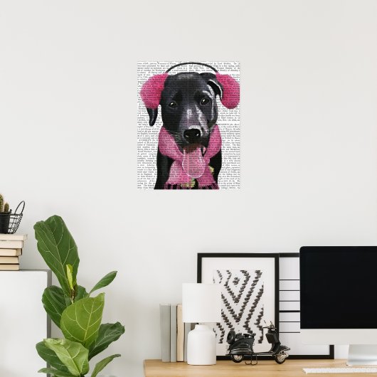 Schwarzes Labrador mit Ohrmuscheln Poster (Heimbüro)