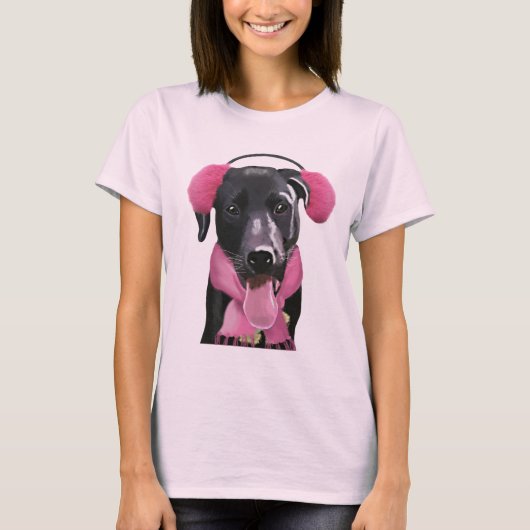 Schwarzes Labrador mit Ohrmuscheln T-Shirt (Vorderseite)