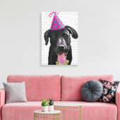 Schwarzes Labrador mit Party-Hut Leinwanddruck (Insitu (Wohnzimmer))