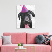 Schwarzes Labrador mit Party-Hut Leinwanddruck (Insitu (Wohnzimmer))