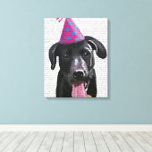 Schwarzes Labrador mit Party-Hut Leinwanddruck (Insitu (Holzboden))