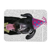 Schwarzes Labrador mit Party-Hut Magnet (Horizontal)