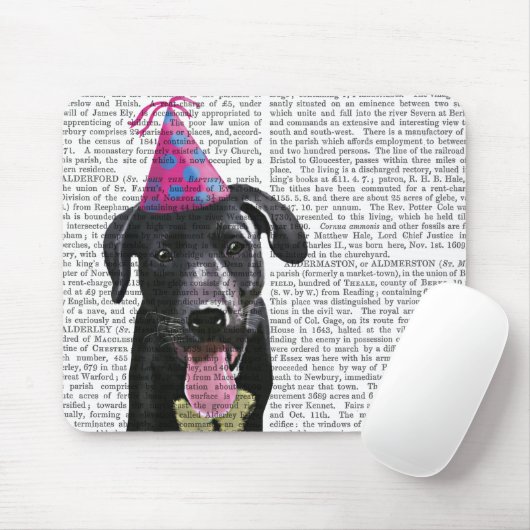 Schwarzes Labrador mit Party-Hut Mousepad (Mit Mouse)