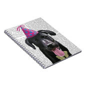 Schwarzes Labrador mit Party-Hut Notizblock (Rechte Seite)