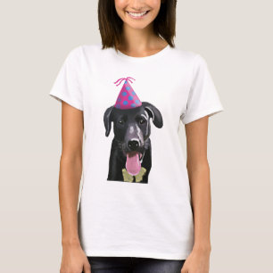 Schwarzes Labrador mit Party-Hut T-Shirt