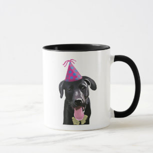 Schwarzes Labrador mit Party-Hut Tasse