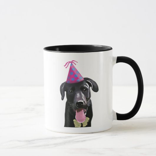 Schwarzes Labrador mit Party-Hut Tasse (Rechts)