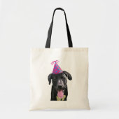 Schwarzes Labrador mit Party-Hut Tragetasche (Vorne)