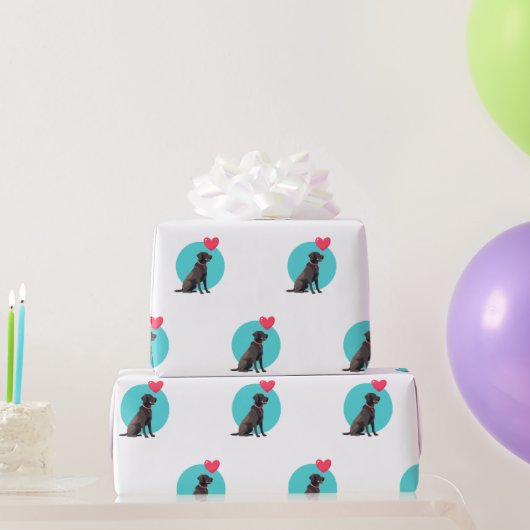 Schwarzes Labrador mit Pullon-Wrapping Paper Geschenkpapier (Partygeschenke)
