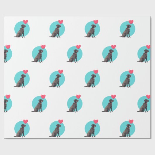 Schwarzes Labrador mit Pullon-Wrapping Paper Geschenkpapier (Flach)
