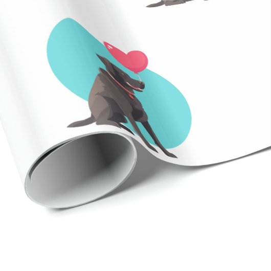 Schwarzes Labrador mit Pullon-Wrapping Paper Geschenkpapier (Rolleneckpunkt)