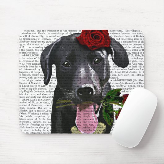 Schwarzes Labrador mit Rose 2 Mousepad (Mit Mouse)