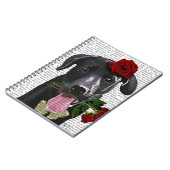 Schwarzes Labrador mit Rose 2 Notizblock (Linke Seite)