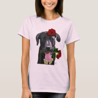 Schwarzes Labrador mit Rose 2