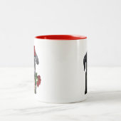 Schwarzes Labrador mit Rose 2 Zweifarbige Tasse (Mittel)