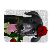 Schwarzes Labrador mit Rose Magnet (Horizontal)