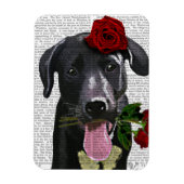 Schwarzes Labrador mit Rose Magnet (Vertikal)