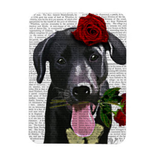 Schwarzes Labrador mit Rose Magnet