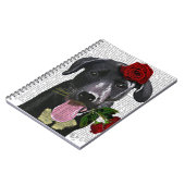 Schwarzes Labrador mit Rose Notizblock (Linke Seite)