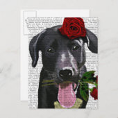 Schwarzes Labrador mit Rose Postkarte (Vorne/Hinten)
