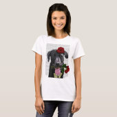 Schwarzes Labrador mit Rose T-Shirt (Vorne ganz)