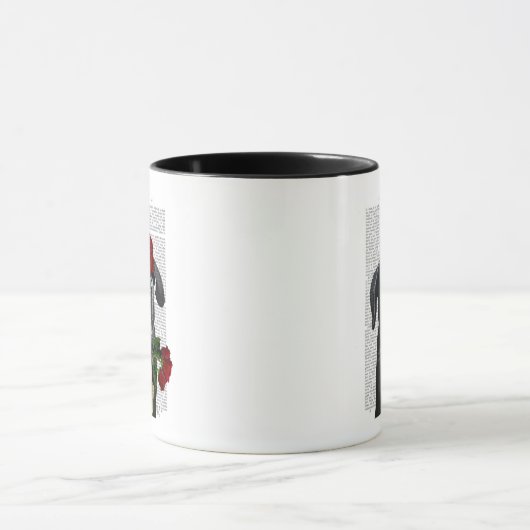 Schwarzes Labrador mit Rose Tasse (Zentrum)