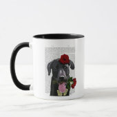Schwarzes Labrador mit Rose Tasse (Links)