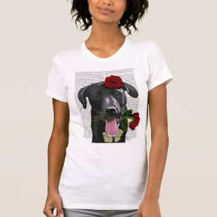 Schwarzes Labrador mit Rosen T-Shirt
