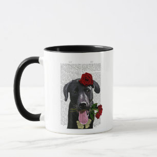 Schwarzes Labrador mit Rosen Tasse