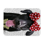 Schwarzes Labrador mit rotem Bogen auf Kopf Magnet (Horizontal)