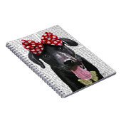 Schwarzes Labrador mit rotem Bogen auf Kopf Notizblock (Rechte Seite)