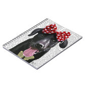 Schwarzes Labrador mit rotem Bogen auf Kopf Notizblock (Linke Seite)