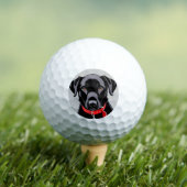 Schwarzes Labrador mit rotem Collar Golfball (Insitu T-Shirt)