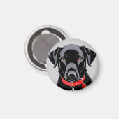 Schwarzes Labrador mit rotem Collar Magnet (Vorderseite/Rückseite)