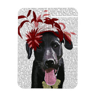 Schwarzes Labrador mit rotem Fascinator Magnet
