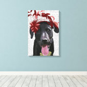 Schwarzes Labrador mit rotem Faszinator Leinwanddruck (Insitu (Holzboden))