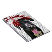 Schwarzes Labrador mit rotem Faszinator Notizblock (Rechte Seite)