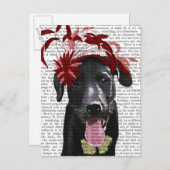 Schwarzes Labrador mit rotem Faszinator Postkarte (Vorne/Hinten)
