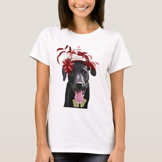 Schwarzes Labrador mit rotem Faszinator T-Shirt (Vorderseite)