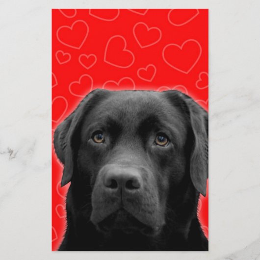 Schwarzes Labrador mit rotem Herzen Briefpapier (Vorderseite)